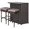 3-piece Rattan Wicker Bar Table Stools Dining Set Cushioned Chairs